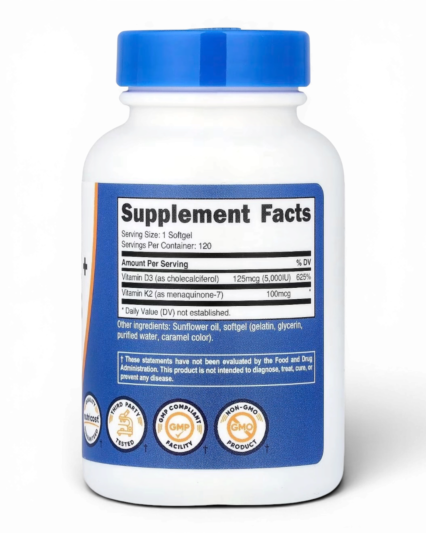 Nutricost Vitamina K2 + Vitamina D3 120 Cápsulas Blandas