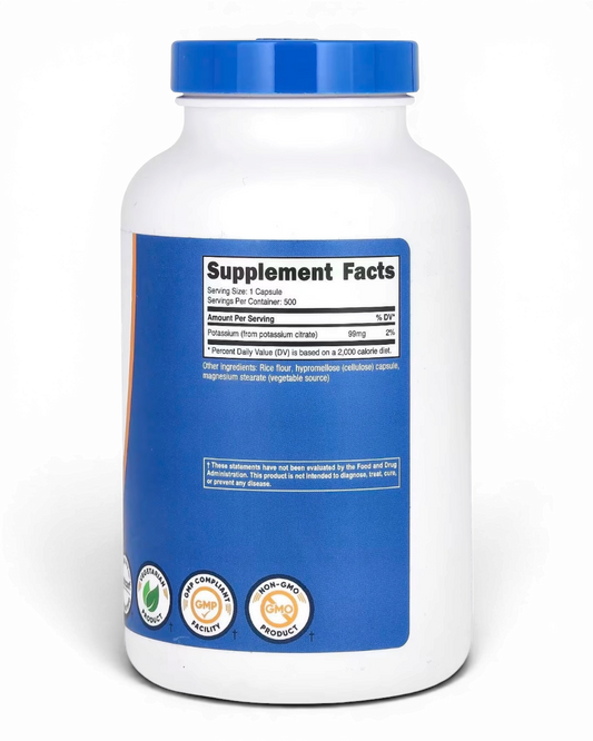 Nutricost – Potasio (Citrato de Potasio) 99 mg | 500 Cápsulas