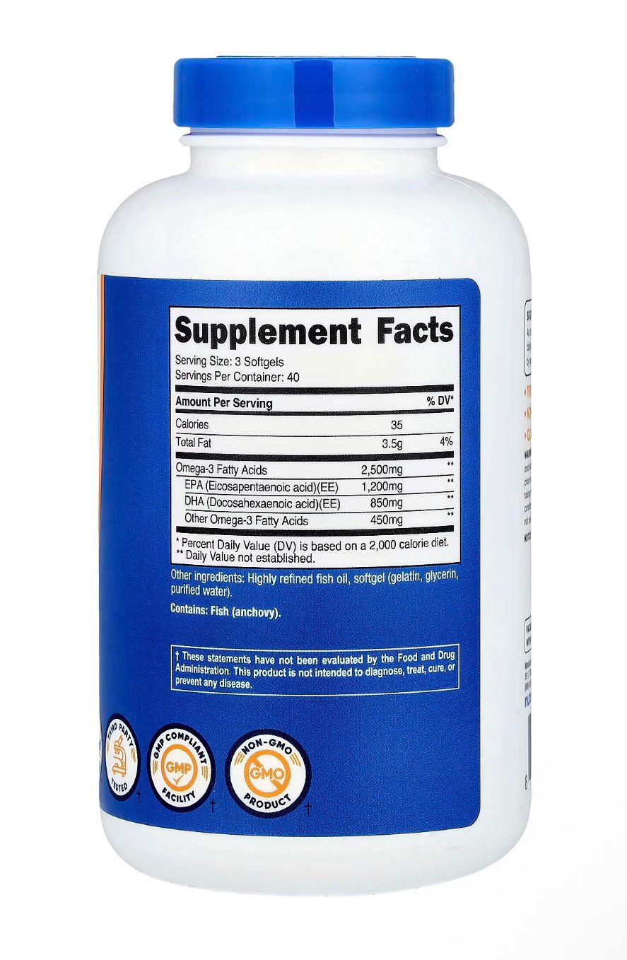 Nutricost Omega-3 de Alta Potencia | 120 Cápsulas Blandas