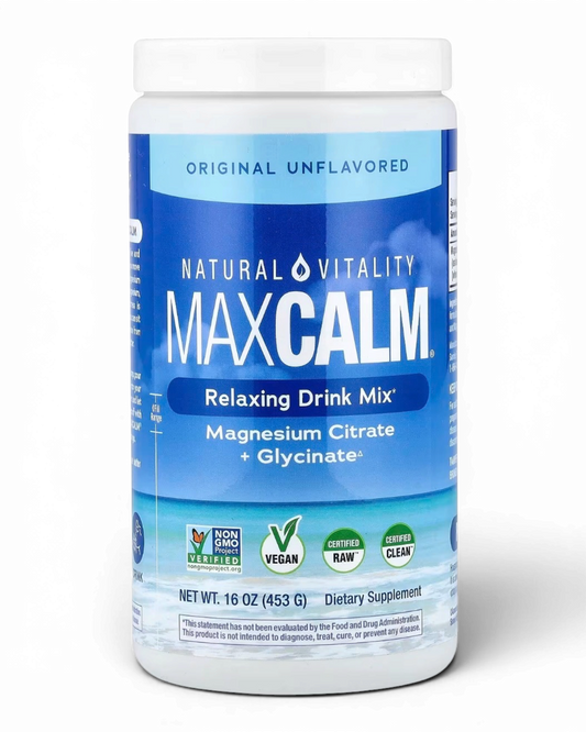 MAXCALM Magnesio Citrato + Glicinato Natural Vitality 453 g – Sin Sabor