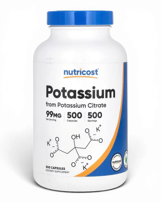 Nutricost – Potasio (Citrato de Potasio) 99 mg | 500 Cápsulas
