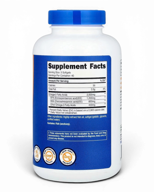 Nutricost Omega-3 de Alta Potencia | 120 Cápsulas Blandas