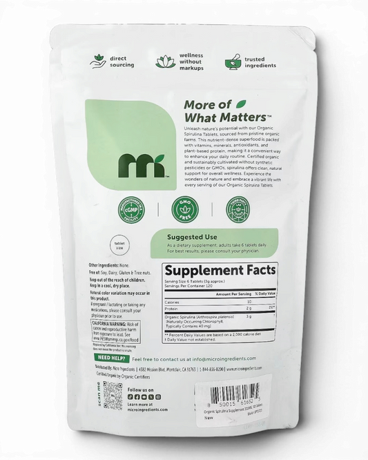 Espirulina Orgánica USDA | 720 Tabletas