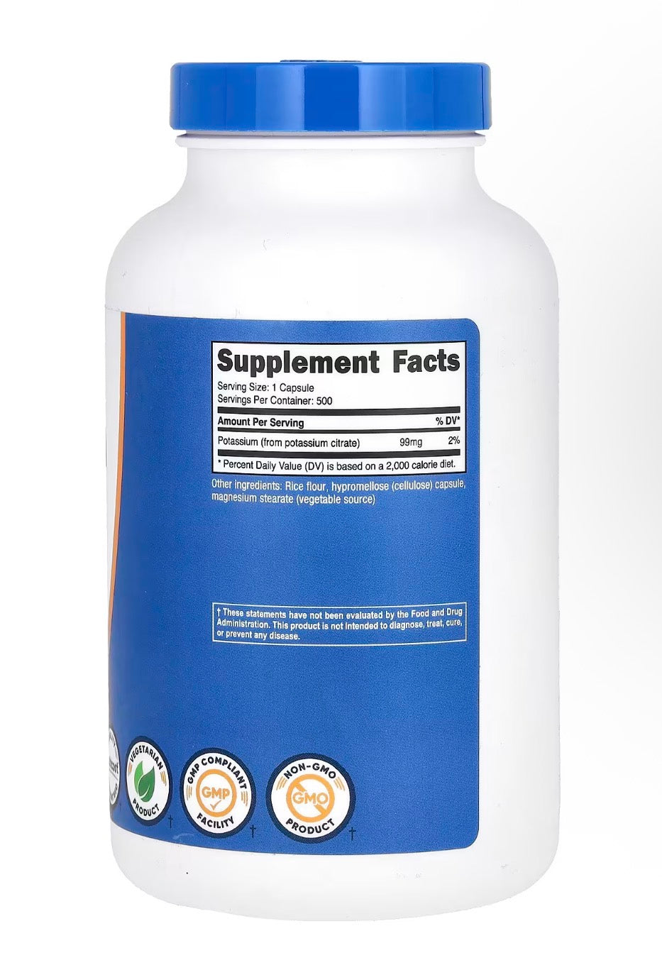 Nutricost – Potasio (Citrato de Potasio) 99 mg | 500 Cápsulas