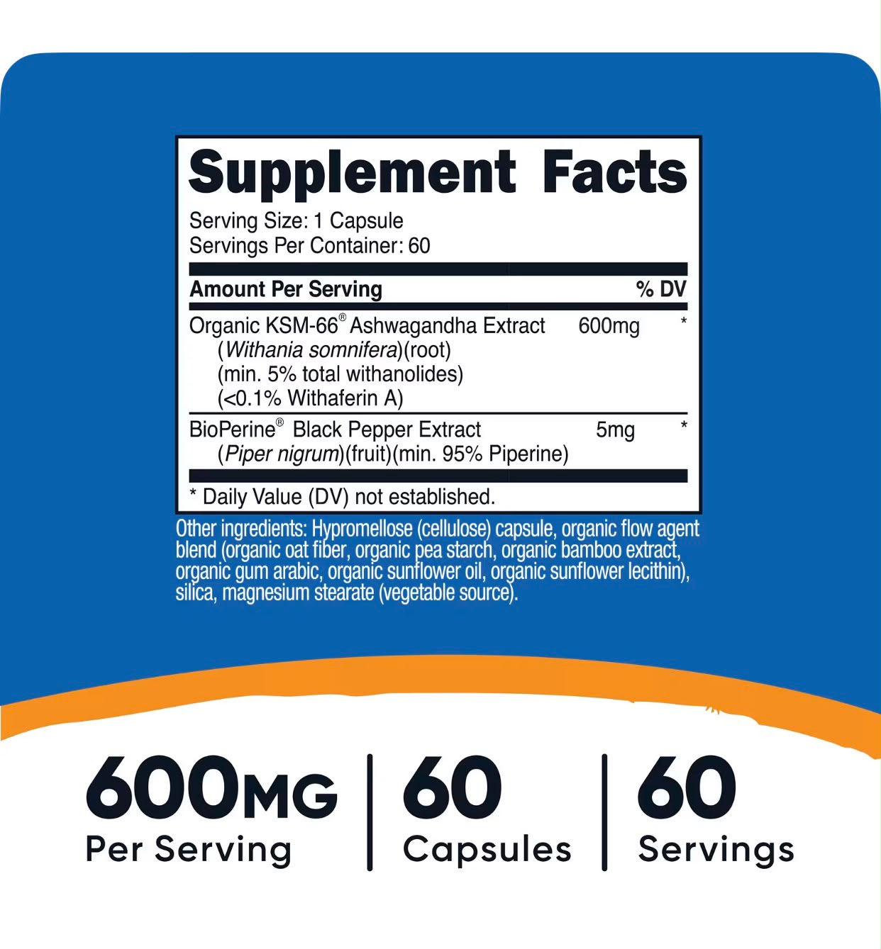 KSM-66® Ashwagandha Nutricost 600 mg – 60 Cápsulas