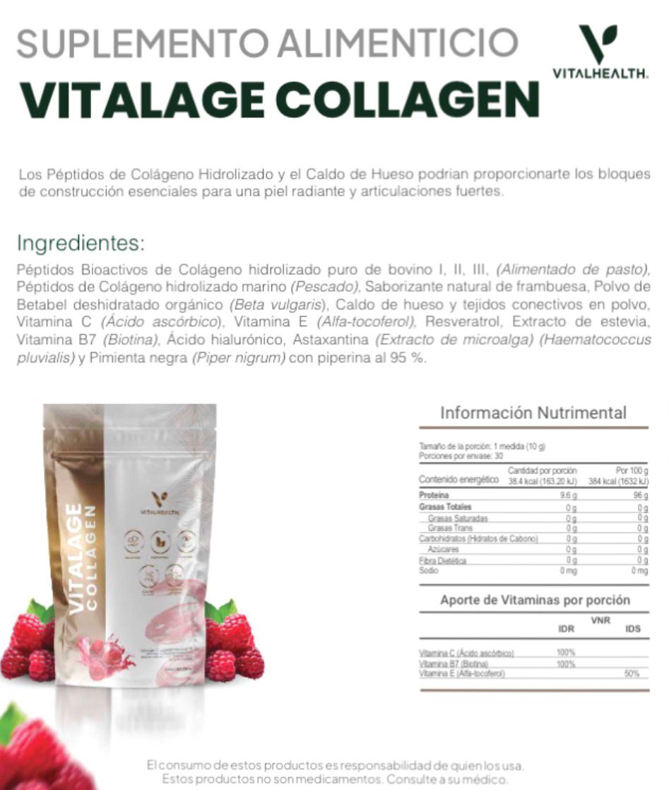 Vitalage Collagen – Colágeno Hidrolizado Premium | Sabor Frambuesa