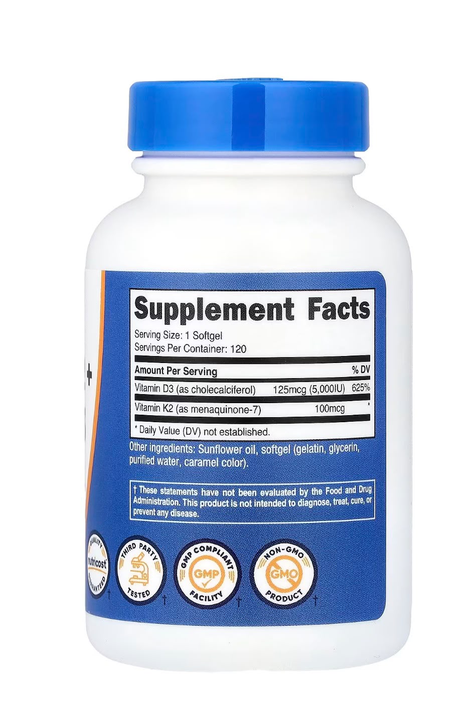 Vitamina K2 + Vitamina D3 Nutricost 120 Softgels